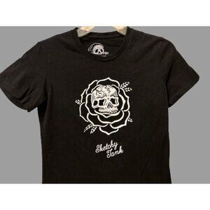 Women's M Sketchy Tank Cotton Skull In Front Of Rose Sketchy Tank Script Tee